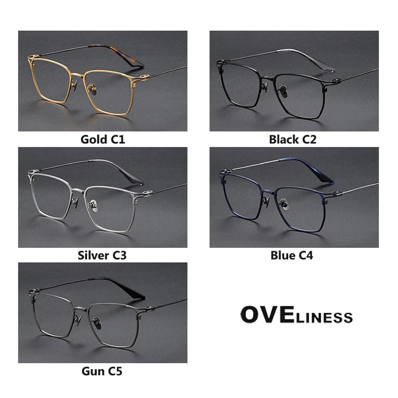 Oveliness Unisex Full Rim Square Titanium Eyeglasses 80999 Full Rim Oveliness