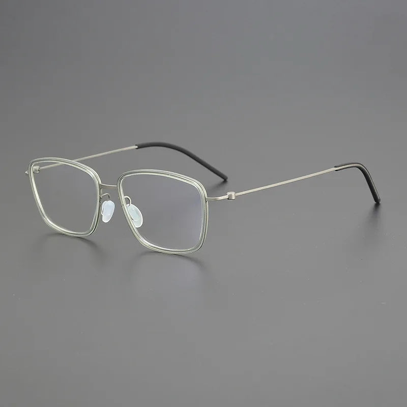 Black Mask Women's Full Rim Square Titanium Acetate Eyeglasses L5803 Full Rim Black Mask