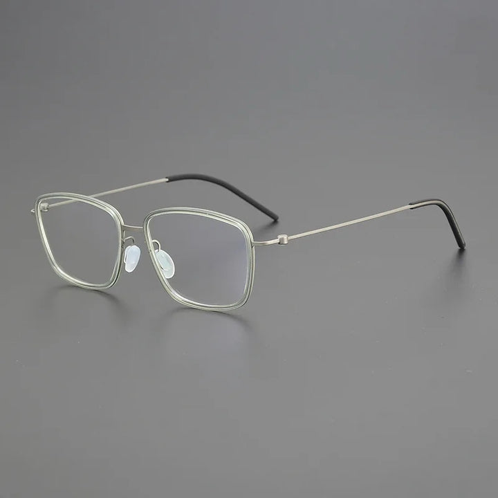 Black Mask Women's Full Rim Square Titanium Acetate Eyeglasses L5803 Full Rim Black Mask