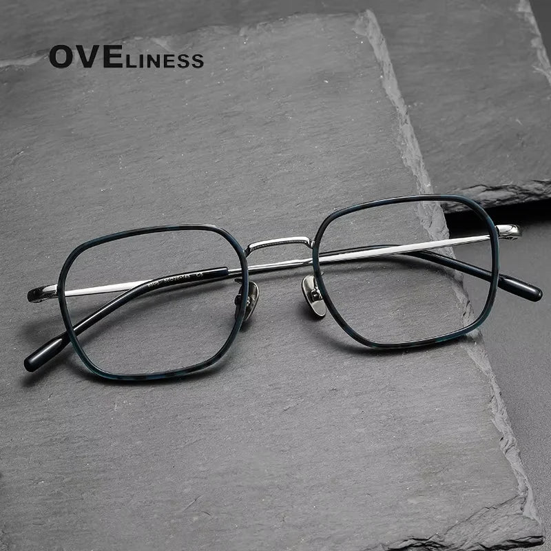 Oveliness Women's Full Rim Square Acetate Titanium Eyeglasses 88508 Full Rim Oveliness