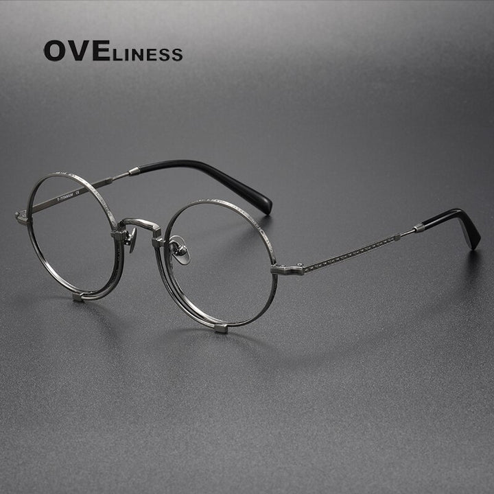 Oveliness Unisex Full Rim Round Titanium Eyeglasses 1013h Full Rim Oveliness gun