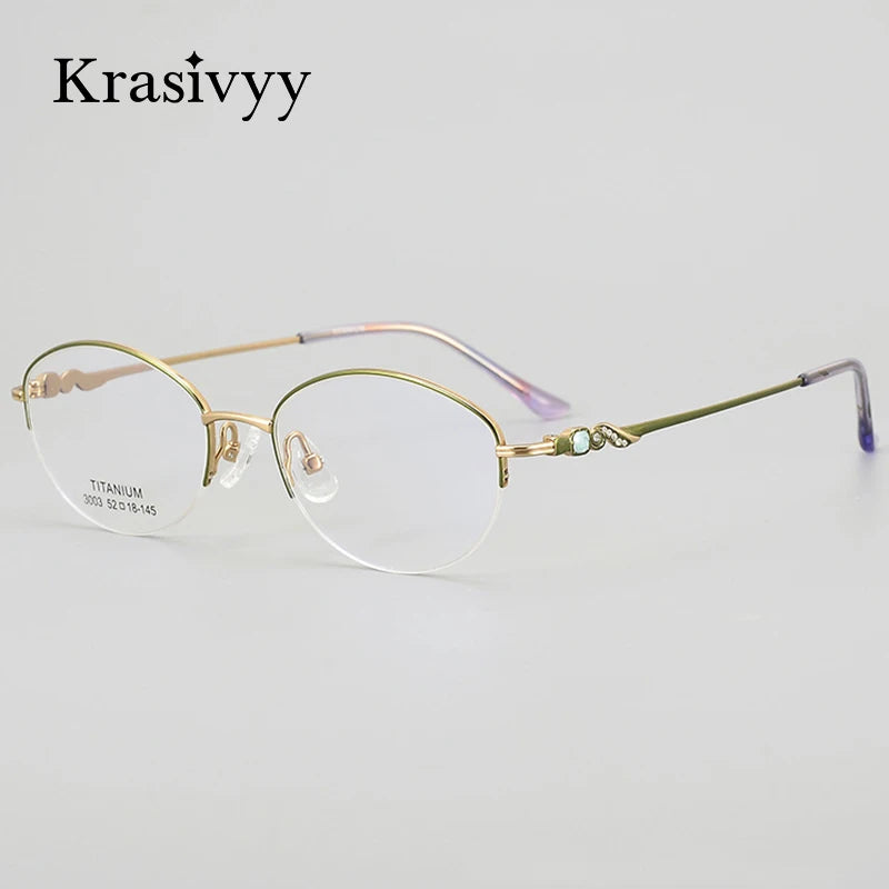 Krasivyy Women's Semi Rim Oval Square Titanium 33003