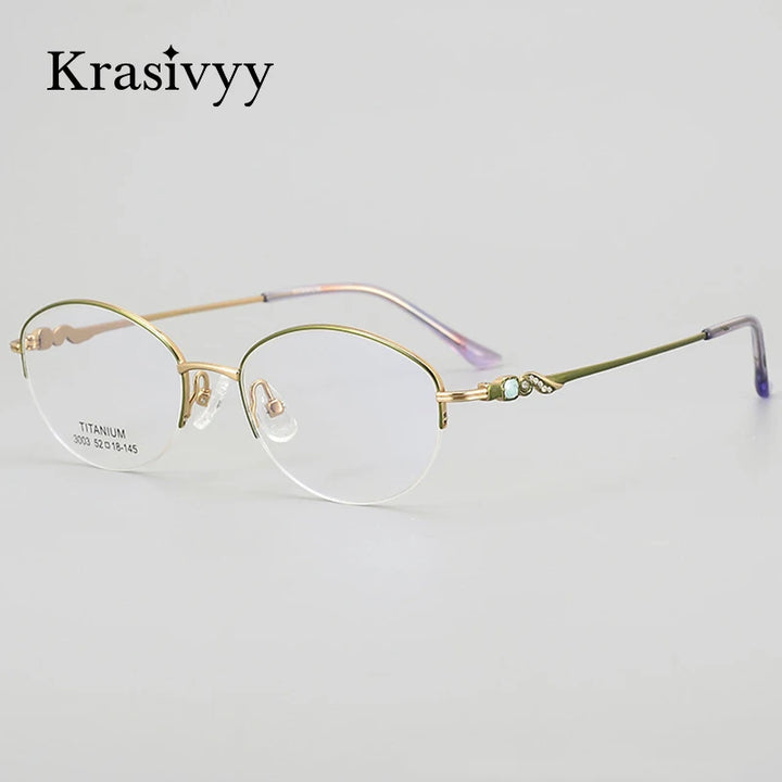 Krasivyy Women's Semi Rim Oval Square Titanium 33003