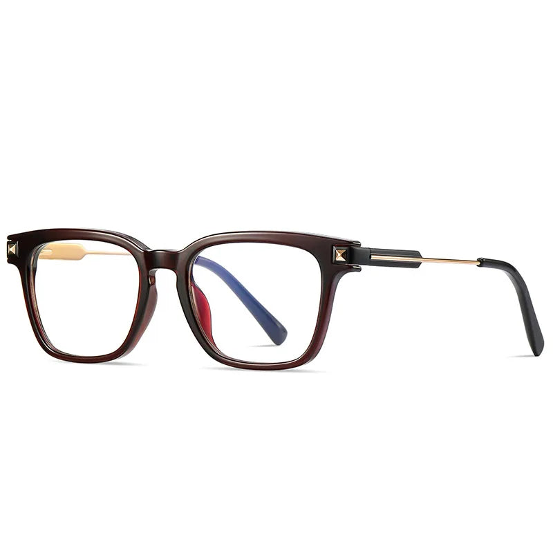 Kocolior Unisex Full Rim Square Tr 90 Alloy Hyperopic Reading Glasses 2068 Reading Glasses Kocolior Brown 0