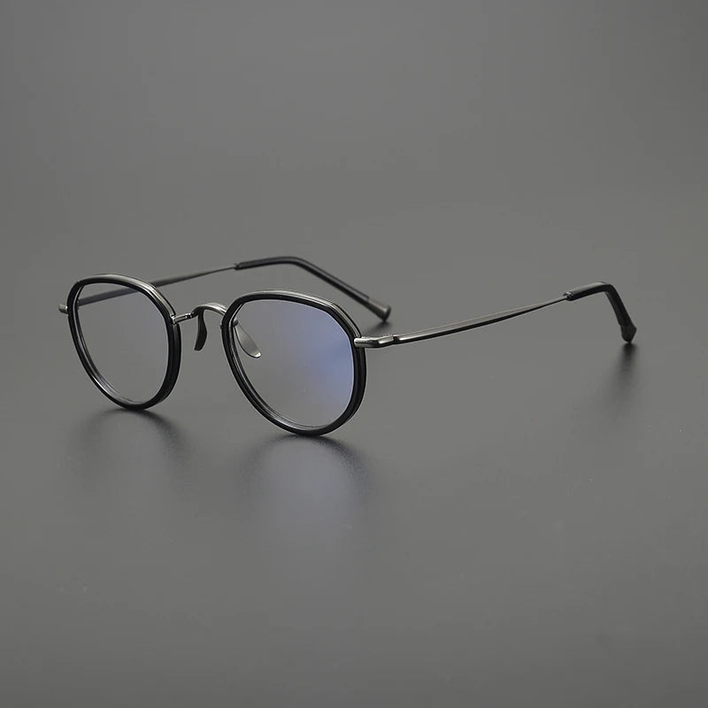 Gatenac Unisex Full Rim Square Titanium Acetate Eyeglasses Gxyj1559 Full Rim Gatenac Black