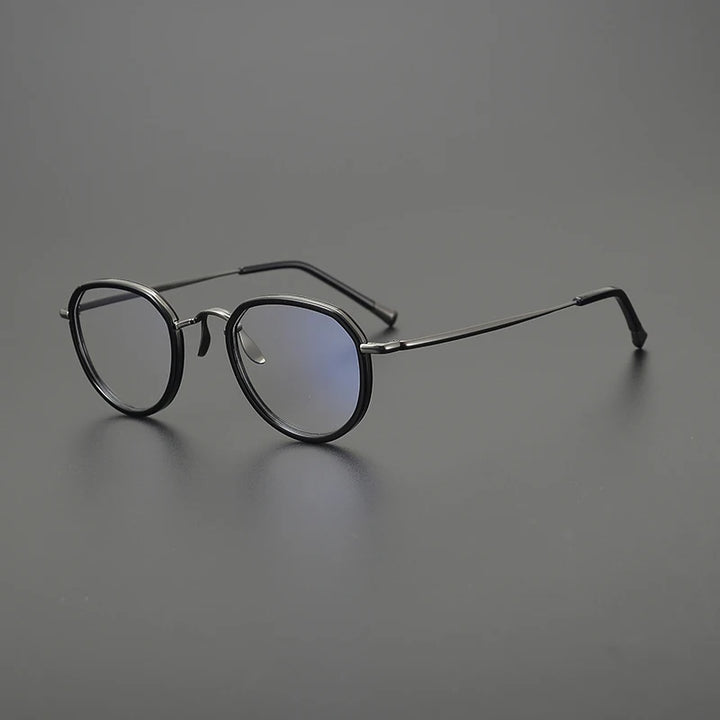 Gatenac Unisex Full Rim Square Titanium Acetate Eyeglasses Gxyj1559 Full Rim Gatenac Black