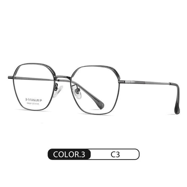 Reven Jate Women's Full Rim Polygon Titanium Eyeglasses 6224 Full Rim Reven Jate C3