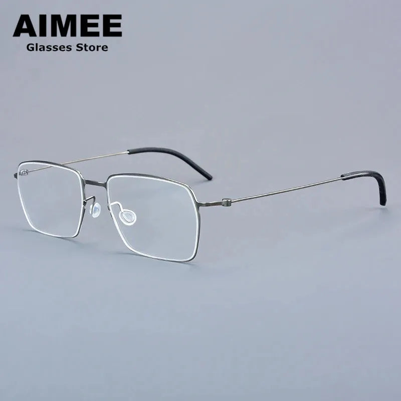 Aimee Unisex Full Rim Square Screwless Titanium Eyeglasses 15509