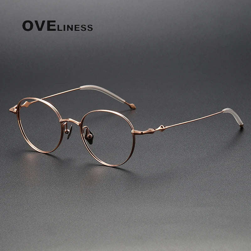 Oveliness Unisex Full Rim Round Titanium Eyeglasses 4519 Full Rim Oveliness rose gold