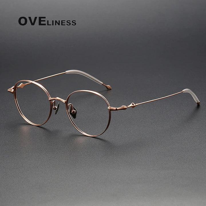 Oveliness Unisex Full Rim Round Titanium Eyeglasses 4519 Full Rim Oveliness rose gold
