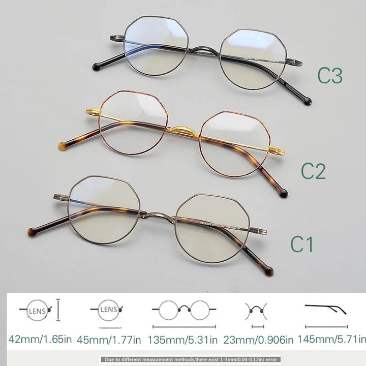 Yujo Women's Full Rim Flat Top Polygonal Titanium Eyeglasses 61426