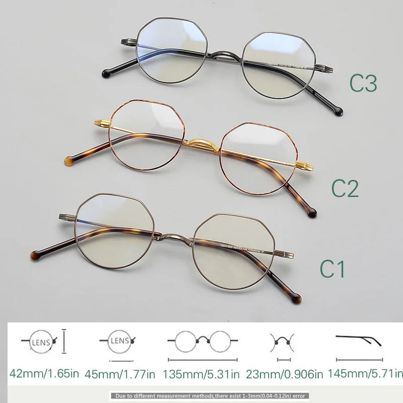 Yujo Women's Full Rim Flat Top Polygonal Titanium Eyeglasses  45177