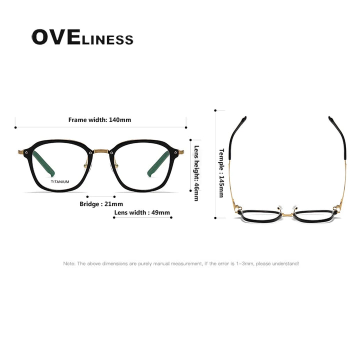 Oveliness Unisex Full Rim Square Titanium Eyeglasses M109 Full Rim Oveliness