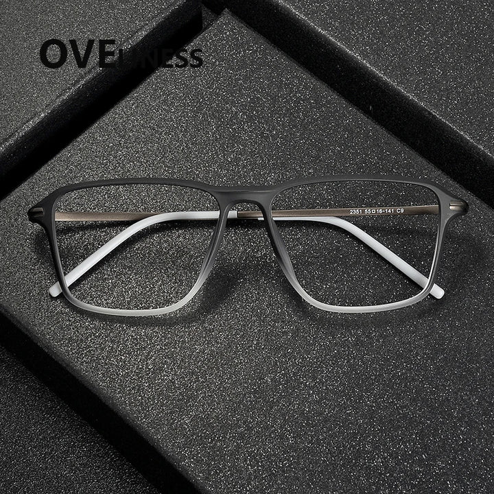 Oveliness Unisex Full Rim Square Acetate Titanium Eyeglasses 92351 Full Rim Oveliness