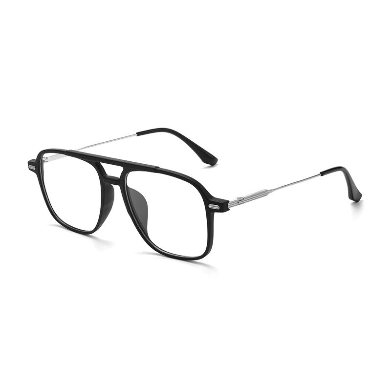 Yimaruili Unisex Full Rim Square Double Bridge Tr 90 Titanium Eyeglasses 98008f Full Rim Yimaruili Eyeglasses