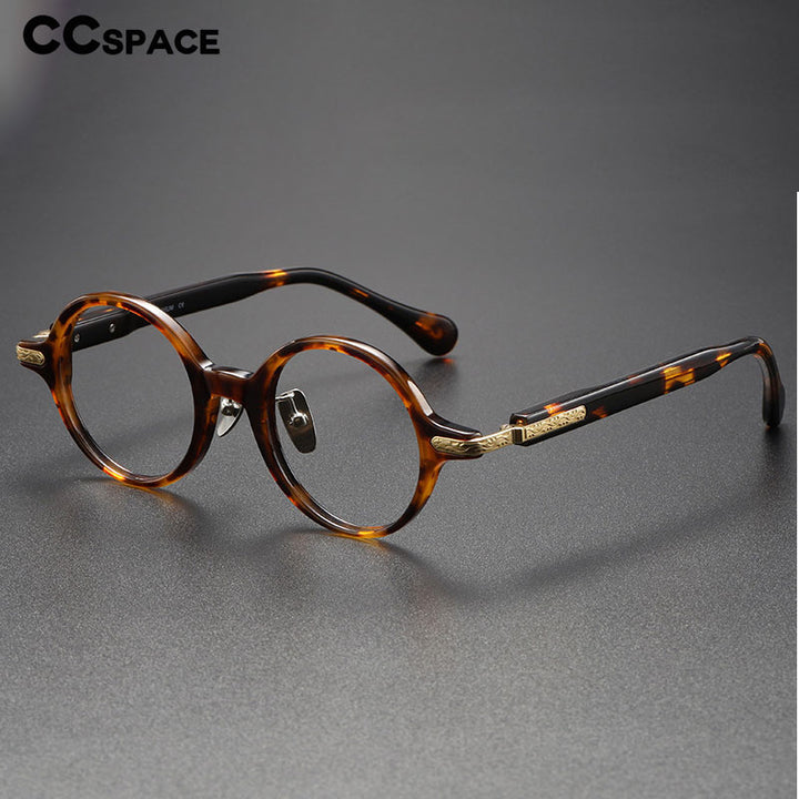 CCspace Unisex Full Rim Round Acetate Eyeglasses 56385 Full Rim CCspace