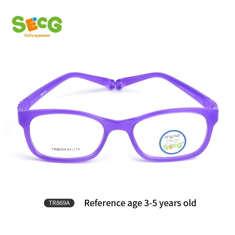 Secg Unisex Children's Full Rim Square Tr 90 Silicone Eyeglasses 8690 Full Rim Secg TR869A TC15 PURPLE