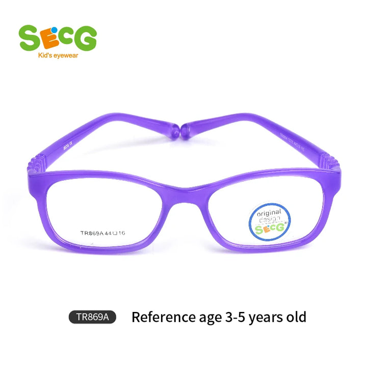 Secg Unisex Children's Full Rim Square Tr 90 Silicone Eyeglasses 8690 Full Rim Secg TR869A TC15 PURPLE