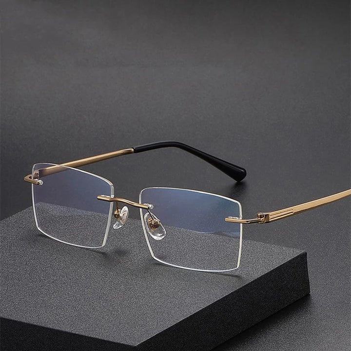 Hdcrafter Unisex Rimless Square Titanium Eyeglasses 232302