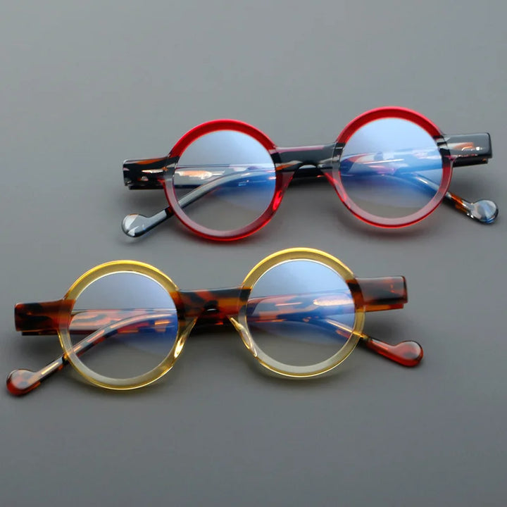 Nobler Unisex Full Rim Small Round Thick Temple Acetate Eyeglasses 5809 Full Rim Nobler