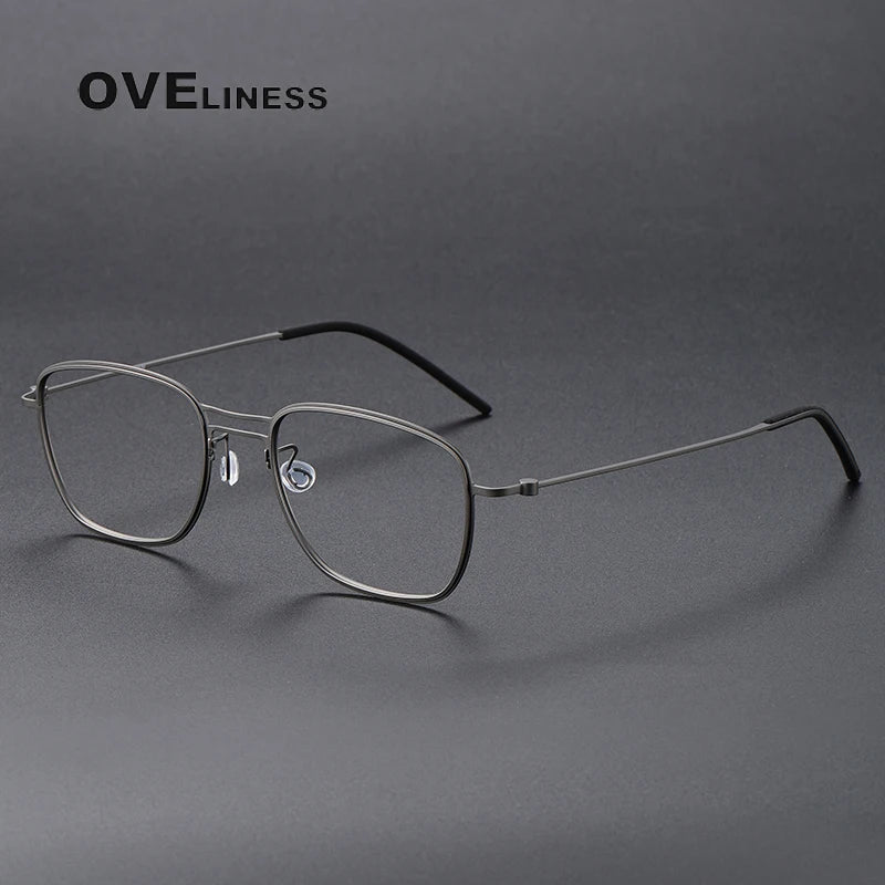 Oveliness Unisex Full Rim Square Screwless Titanium Eyeglasses 5524 Full Rim Oveliness gun  