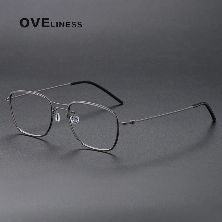Oveliness Unisex Full Rim Square Screwless Titanium Eyeglasses 5524 Full Rim Oveliness gun  