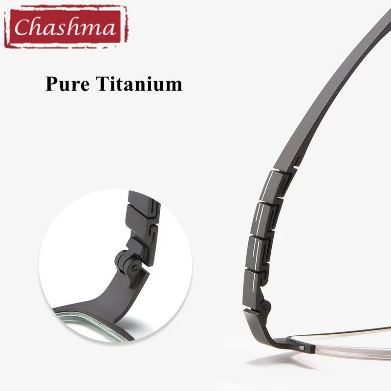 Chashma Ochki Unisex Semi Rim Big Square Titanium Eyeglasses 20421 Semi Rim Chashma Ochki