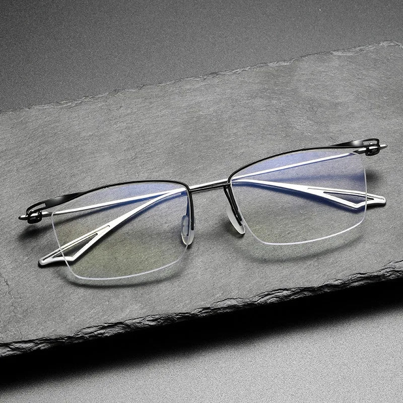 Aimee Unisex Semi Rim Square Brow Line Titanium Eyeglasses 3817 Semi Rim Aimee