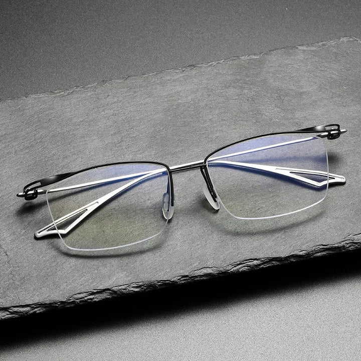 Aimee Unisex Semi Rim Square Brow Line Titanium Eyeglasses 3817 Semi Rim Aimee