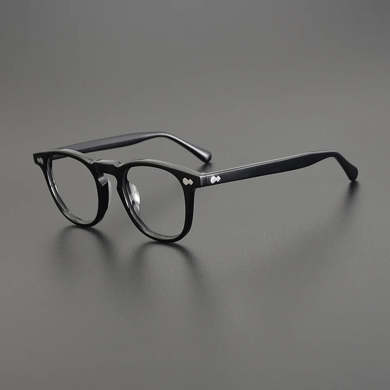 Gatenac Unisex Full Rim Square Acetate Eyeglasses Gxyj1142 Full Rim Gatenac Black