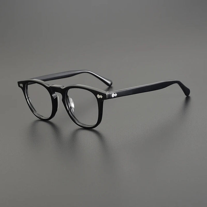Gatenac Unisex Full Rim Square Acetate Eyeglasses Gxyj1142 Full Rim Gatenac Black