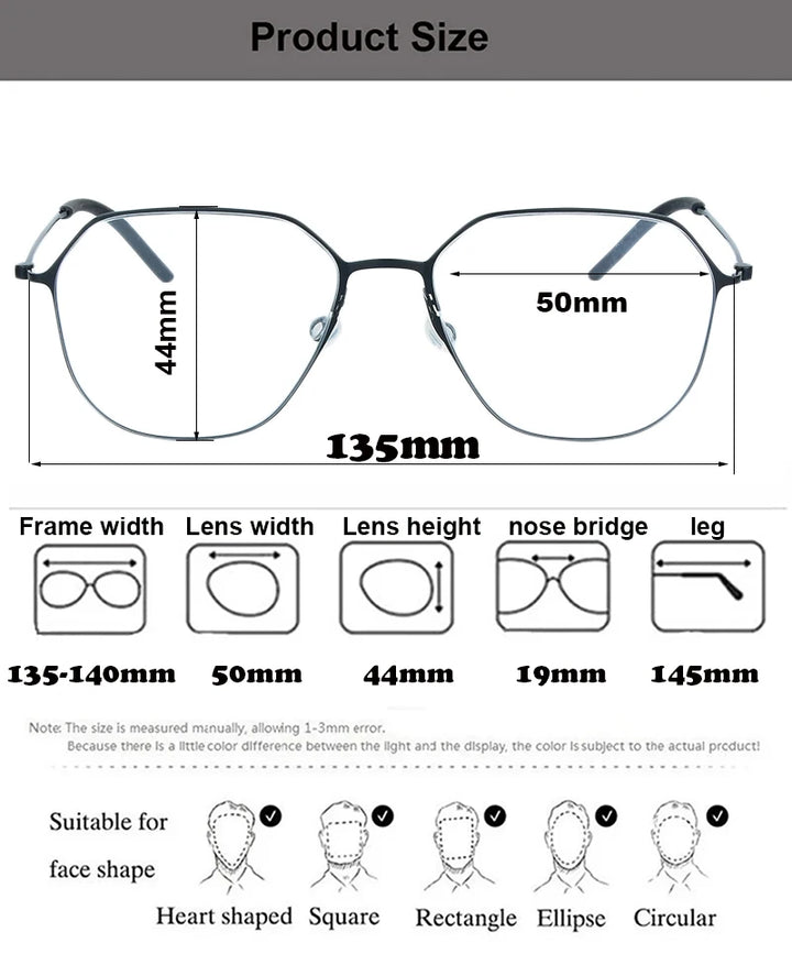 Aimee Unisex Full Rim Polygon Oval Titanium Eyeglasses 15505