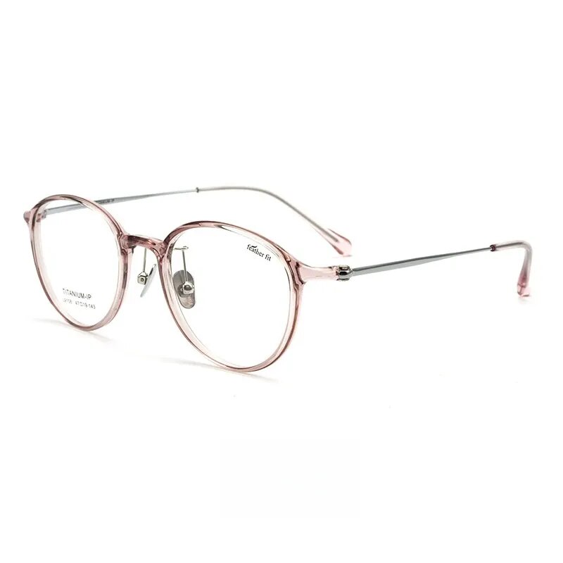 Yimaruili Unisex Full Rim Round Tr 90 Titanium Eyeglasses 7g L9108y Full Rim Yimaruili Eyeglasses Transparent Purple
