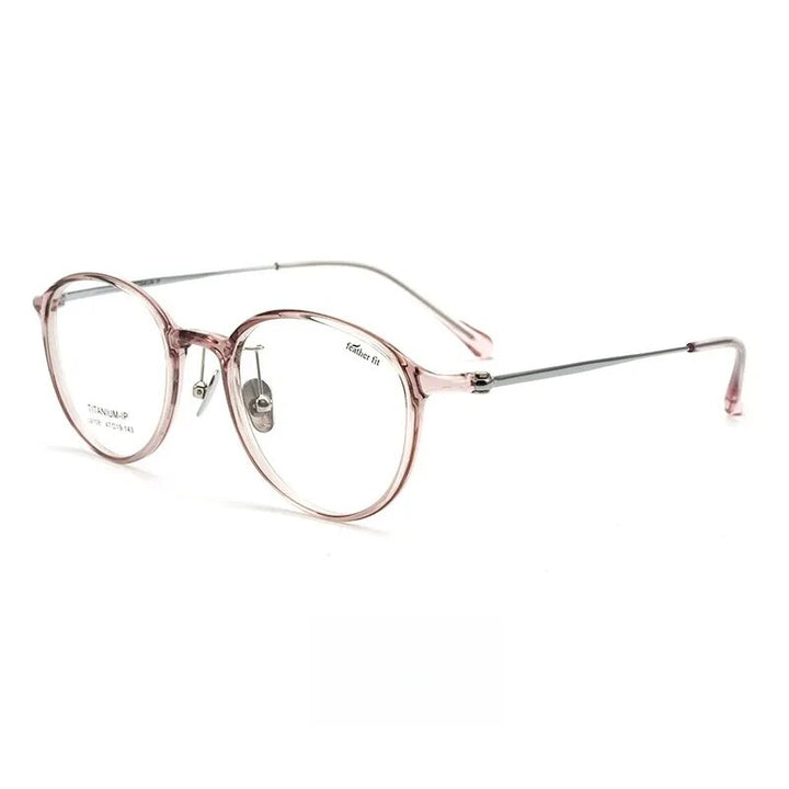 Yimaruili Unisex Full Rim Round Tr 90 Titanium Eyeglasses 7g L9108y Full Rim Yimaruili Eyeglasses Transparent Purple