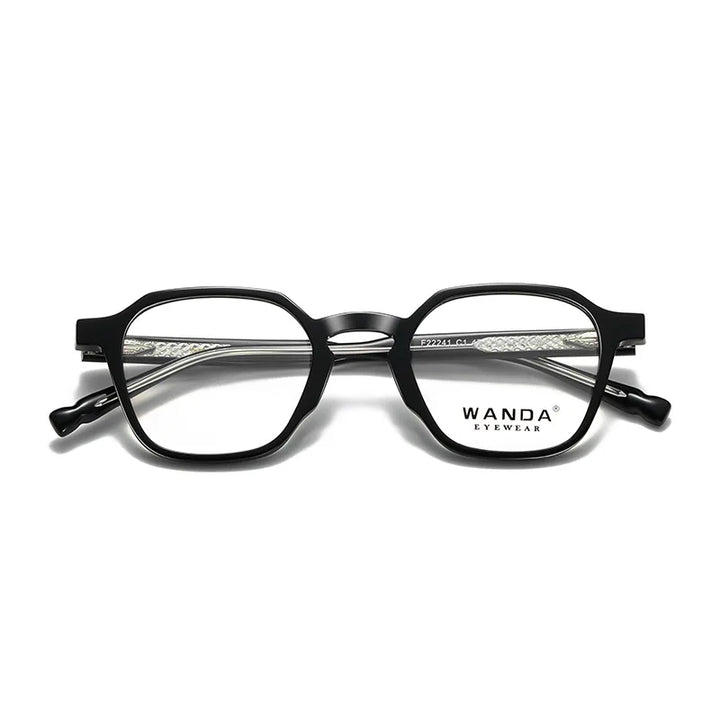 Reven Jate Women's Full Rim Polygon Square Tr 90 Alloy Eyeglasses 22241