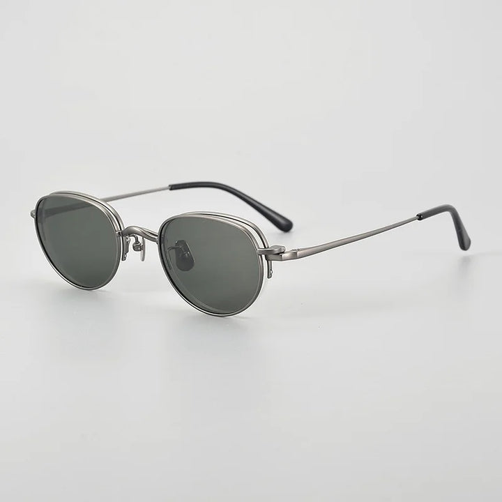 Muzz Women's Semi Rim Oval Titanium Eyeglasses Clip On Sunglasses 4447 With Clip Ons Muzz C3