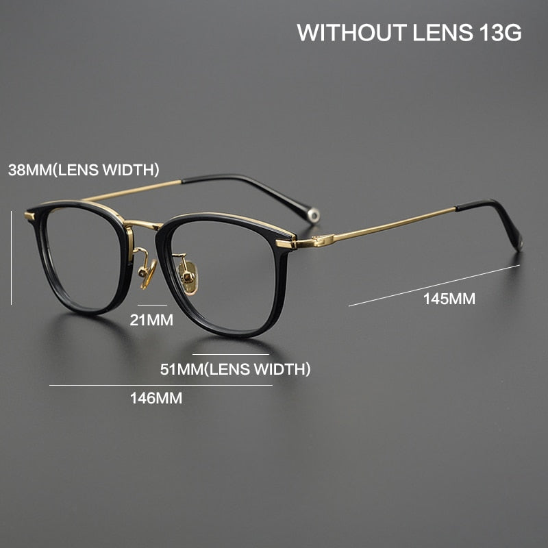 Gatenac Unisex Full Rim Round Square Acetate Titanium Eyeglasses Gxyj1032 Full Rim Gatenac