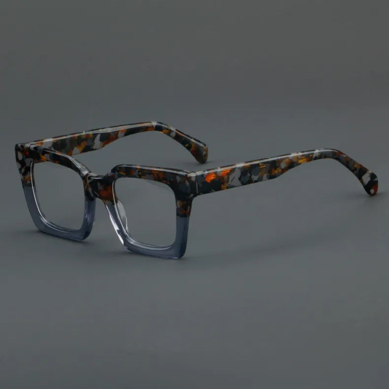 CCspace Unisex Full Rim Large Square Acetate Eyeglasses 56909 Full Rim CCspace C2GreyLeopard