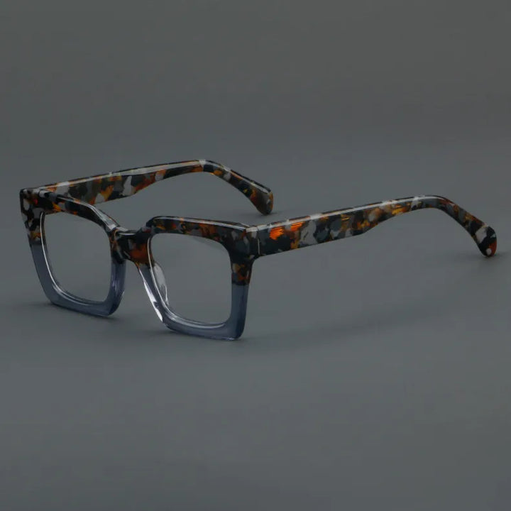 CCspace Unisex Full Rim Large Square Acetate Eyeglasses 56909 Full Rim CCspace C2GreyLeopard