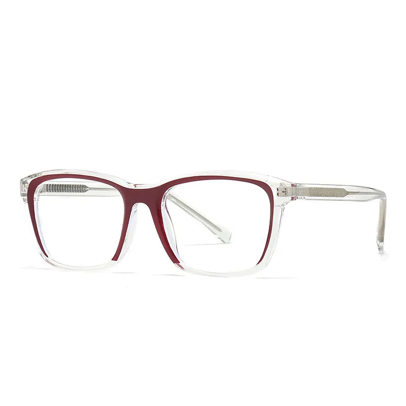 CCspace Unisex Full Rim Square Plastic Eyeglasses 56841 Full Rim CCspace C8Red