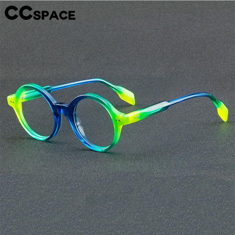 CCspace Unisex Full Rim Round Acetate Eyeglasses 56719 Full Rim CCspace