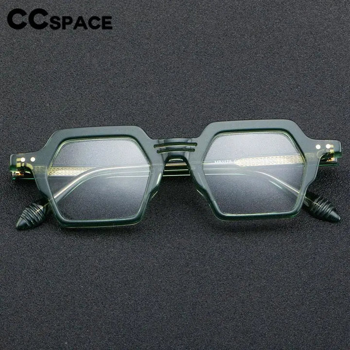 CCspace Unisex Full Rim Polygon Acetate Eyeglasses 56914 Full Rim CCspace