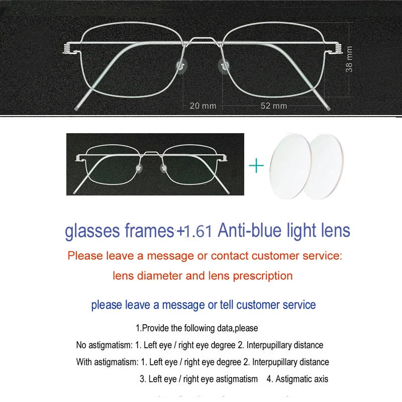 Yujo Unisex Full Rim Oval Square Screwless Steel Eyeglasses 61425