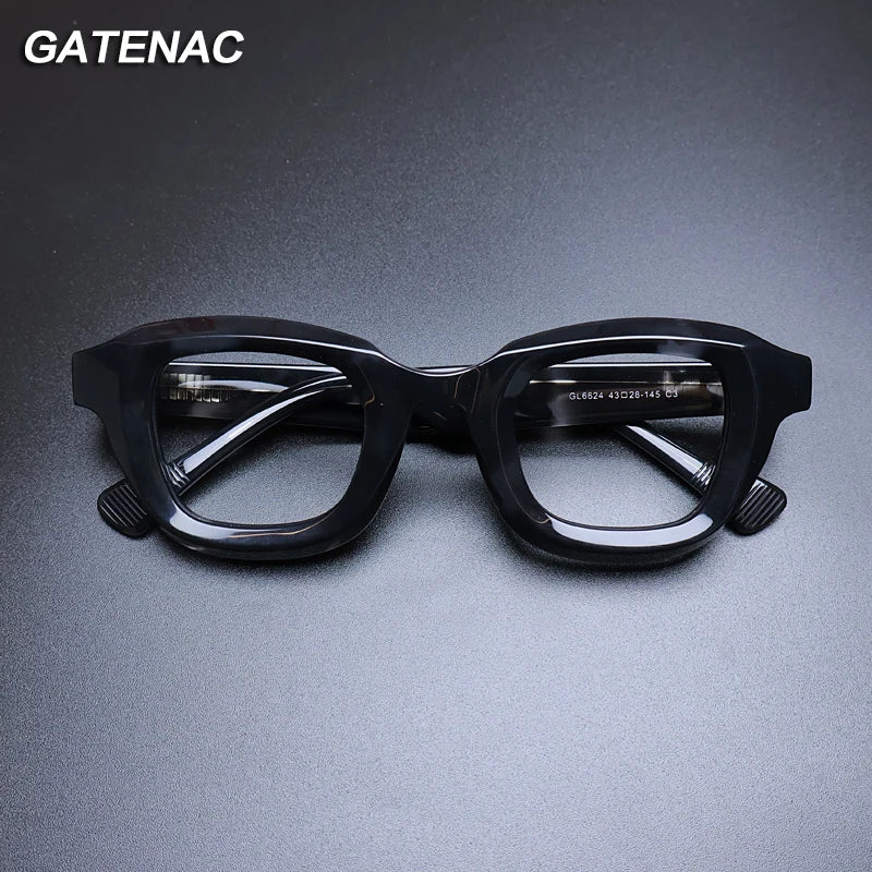 Gatenac Unisex Full Rim Square Acetate Eyeglasses Gxyj1145 Full Rim Gatenac