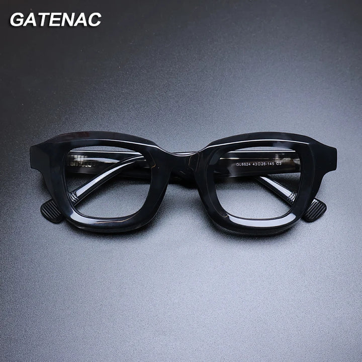 Gatenac Unisex Full Rim Square Acetate Eyeglasses Gxyj1145 Full Rim Gatenac