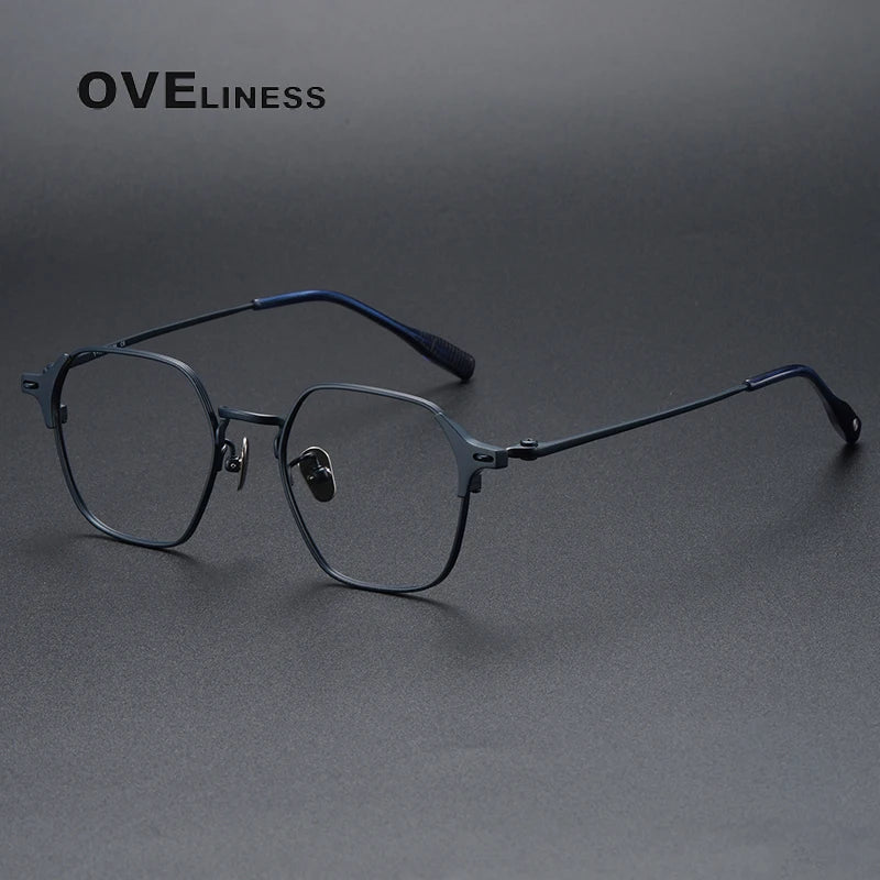 Oveliness Unisex Full Rim Polygon Titanium Eyeglasses 8110 Full Rim Oveliness blue  