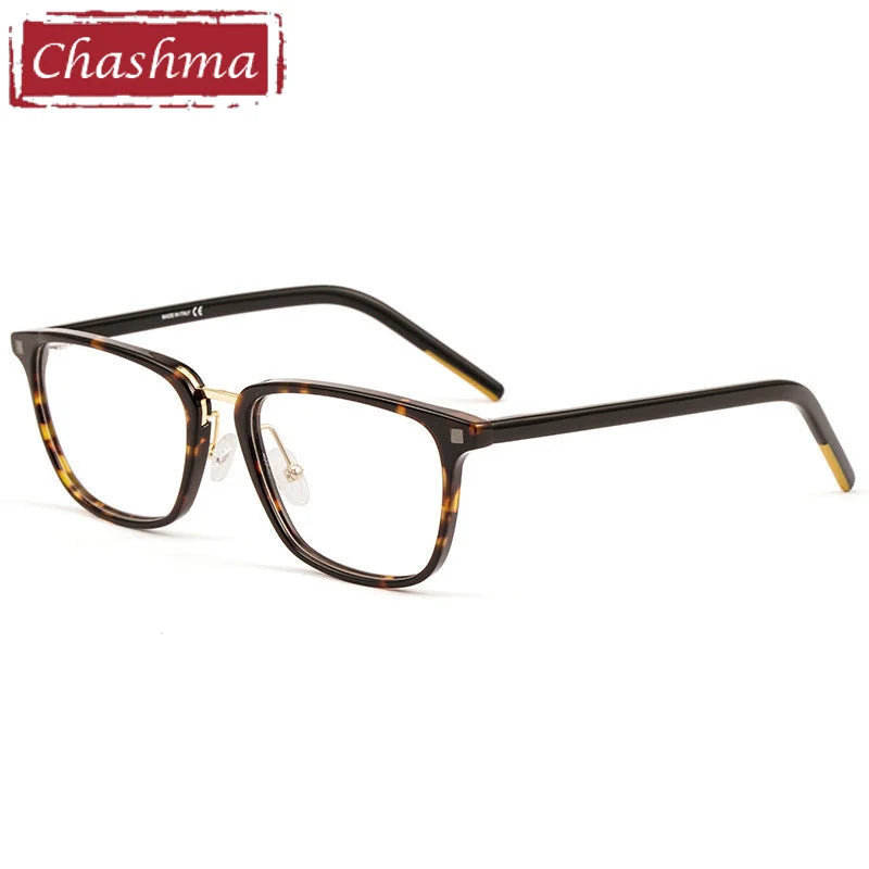 Chashma Ottica Unisex Full Rim Square Acetate Titanium Eyeglasses 5175 Full Rim Chashma Ottica Leopard  