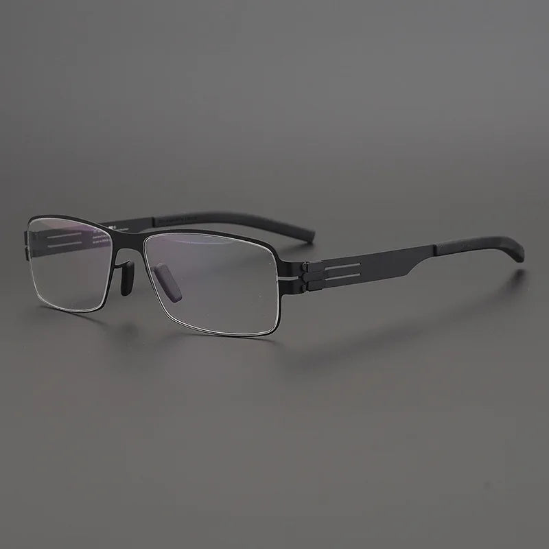 Black Mask Unisex Full Rim Square Screwless Steel Eyeglasses 4294 Full Rim Black Mask Black