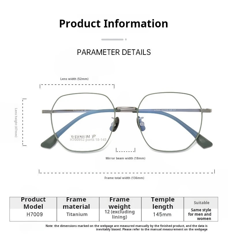 Yimaruili Women's Full Rim Polygon Titanium Alloy Eyeglasses 617009
