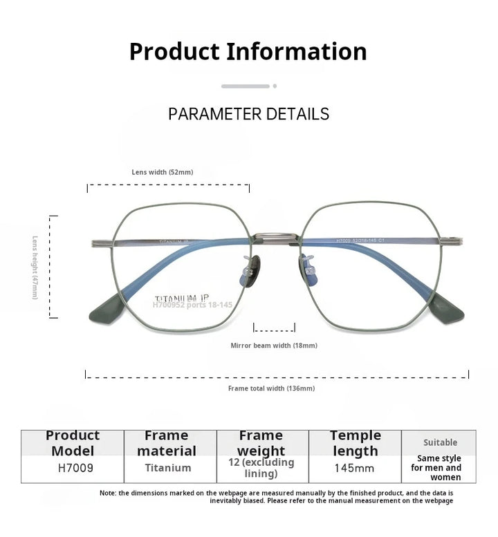 Yimaruili Women's Full Rim Polygon Titanium Alloy Eyeglasses 617009